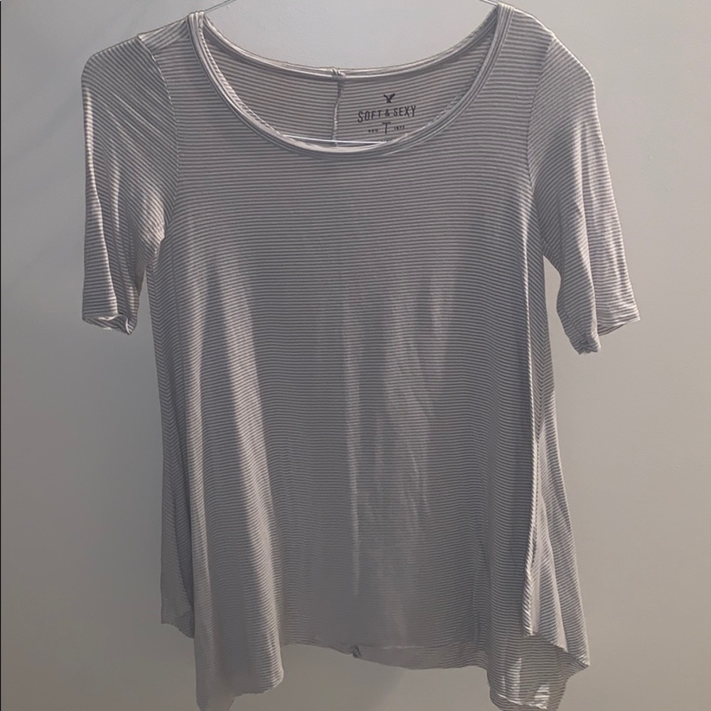 AEO soft & sexy grey striped tee